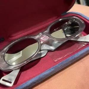 Gucci Grey Pearl Oval Retro Sunglasses Gucci Grey Oval Ladies Sunglasses GG1587S 001 52  main image 2